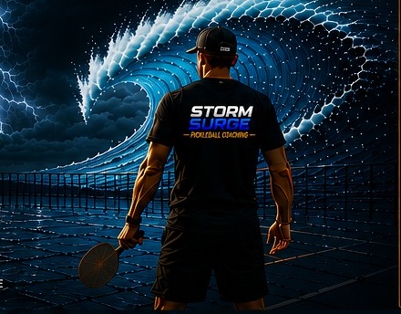 Coach facing a dramatic wave on a pickleball court